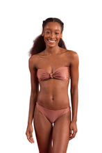Load image into Gallery viewer, Model Front: Rio De Sol Top Top Shimmer-Copper Bandeau-Joy